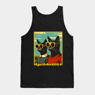 2024 Total Solar Eclipse April 8 Eclipse Watching Cats Tank Top